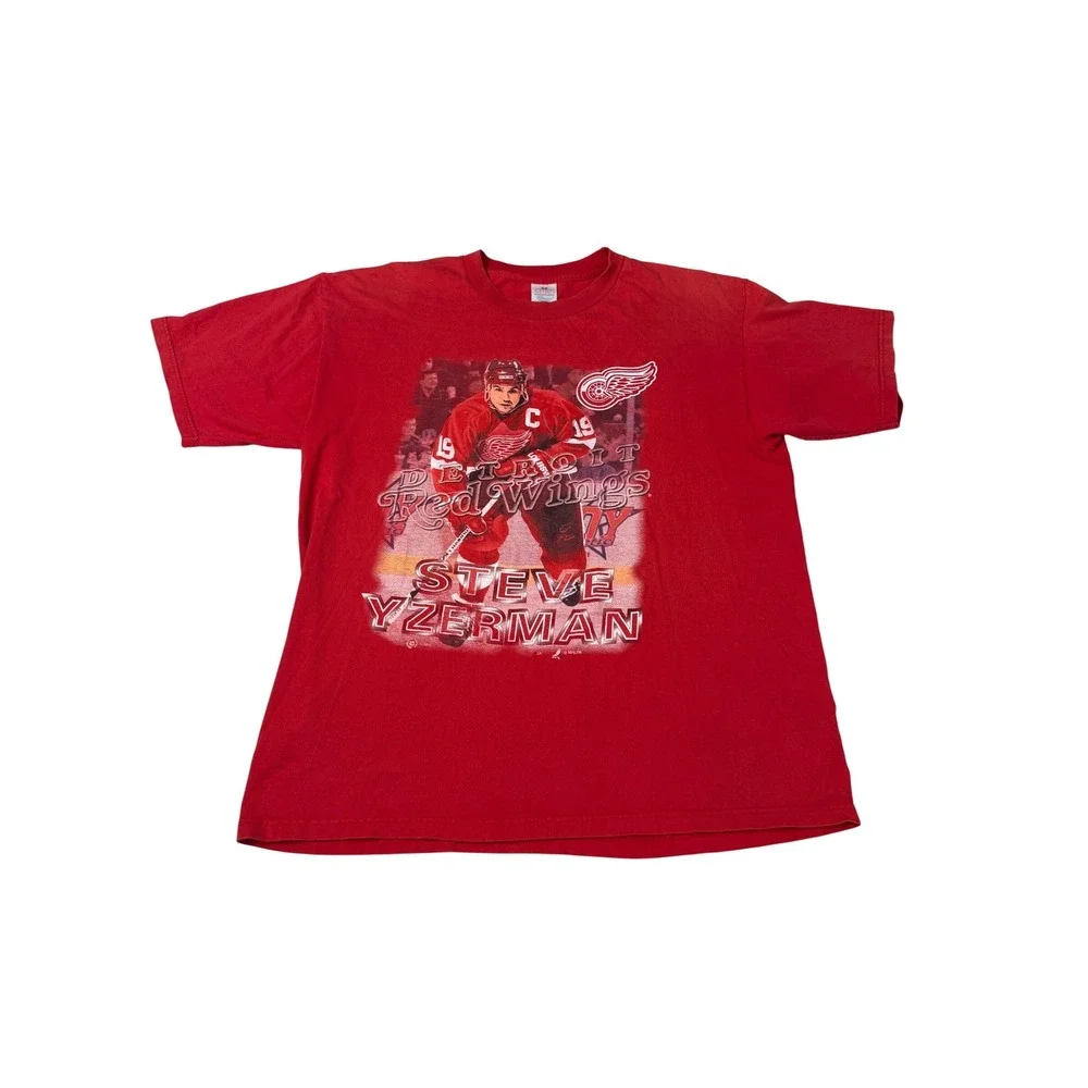 Vintage Detroit Red Wings Steve Yzerman Miro‎ Classics Red Graphic T-Shirt XL
